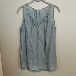Sonoma Blue Tie Front Relaxed Tank Top - Medium